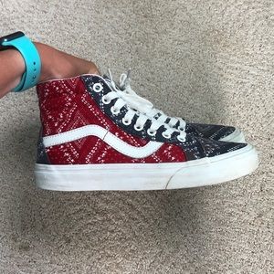 Red white and blue bandana print Vans